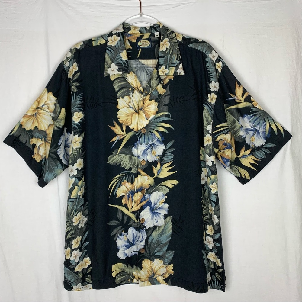 🌴Tommy Bahama Vintage Hawaiian Shirt Colorful Palms Flowers sz L